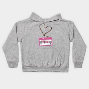 Pink Mix Cassette Tape Love Heart Kids Hoodie